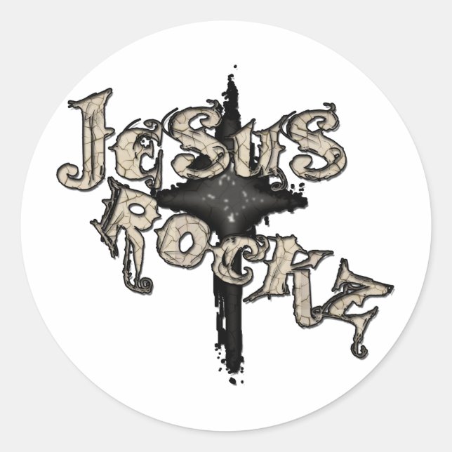 Jesus Rockz Christlich Runder Aufkleber (Vorderseite)