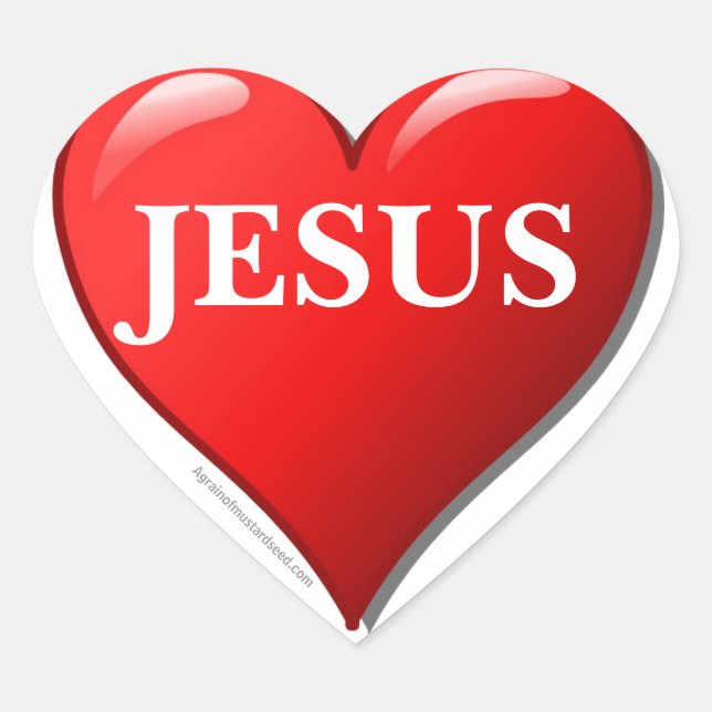 JESUS rotes Herz Herz-Aufkleber (Vorderseite)