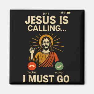 Jesus Ruft Ich Muss Zurück Retro Christlicher Glau Magnet