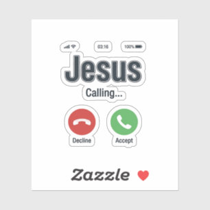Jesus ruft Telefonbildschirm Christliches T-Shirt- Aufkleber