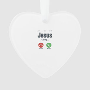 Jesus ruft Telefonbildschirm Christliches T-Shirt- Ornament