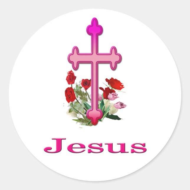 Jesus Runder Aufkleber (Vorderseite)