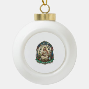 Jesus Saatgut Etikett Jesus Saatgut Christlich Keramik Kugel-Ornament