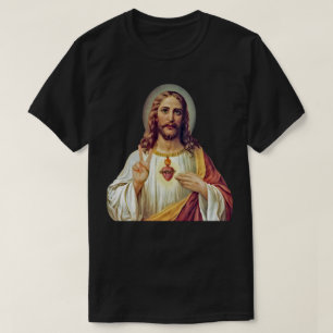 Jesus Sacred Heart Friedenszeichen-Portrait T-Shir T-Shirt