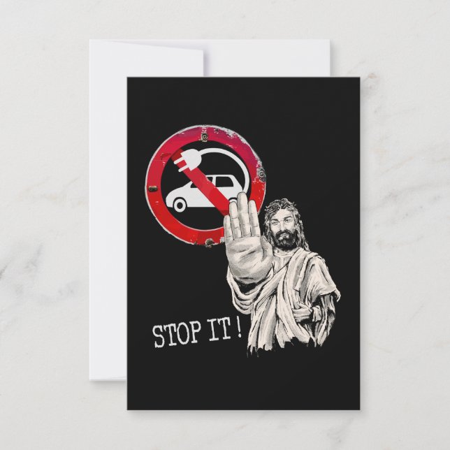 Jesus sagt nein zu Elektroautos Dankeskarte (Vorderseite)