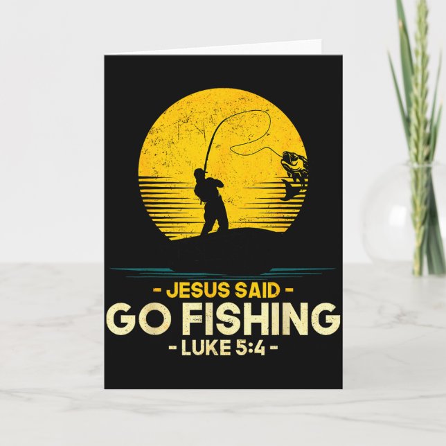 Jesus sagte geh fischen Lukas 5_4 Christliche Fisc Karte (Vorderseite)
