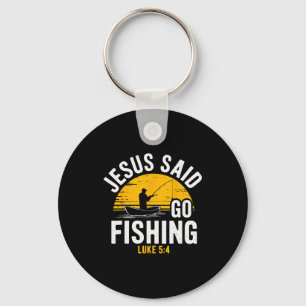 Jesus sagte geh fischen Lukas 5-4 Christlicher Fis Schlüsselanhänger
