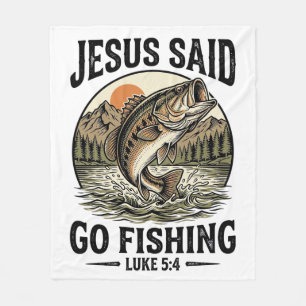 Jesus sagte geh fischen Vintage-Barsch Christlich Fleecedecke