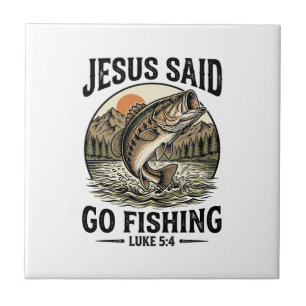 Jesus sagte geh fischen Vintage-Barsch Christlich Fliese