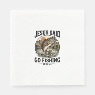 Jesus sagte, geh fischen Vintage-Barsch Christlich Serviette