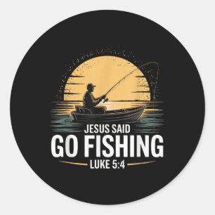 Jesus sagte Go Fischen Christliche Fisherman Bibel Runder Aufkleber