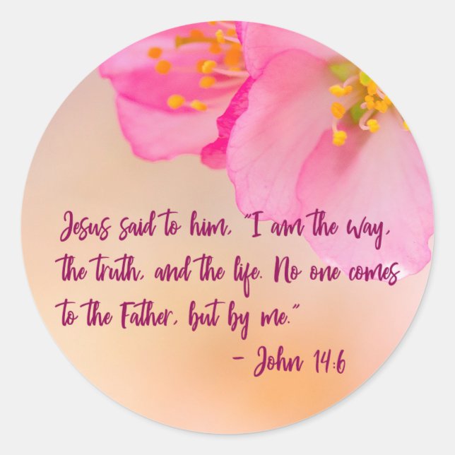 Jesus sagte zu ihm Christliche florale Inspiration Runder Aufkleber (Vorderseite)