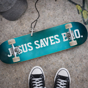 Jésus Sauve Bro. Skateboard Abstrait Blue Haze