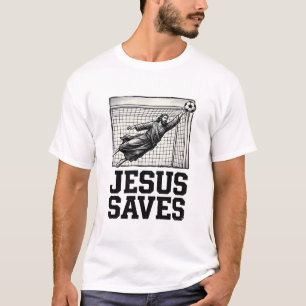 Jesus Sauve Gardien de Football T-Shirt Gravure Vi