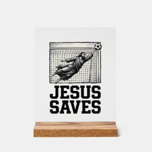 Jesus Sauve Gardien de Football T-Shirt Gravure Vi