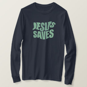 Jésus sauve  Impression bleue  T-shirt à manches l