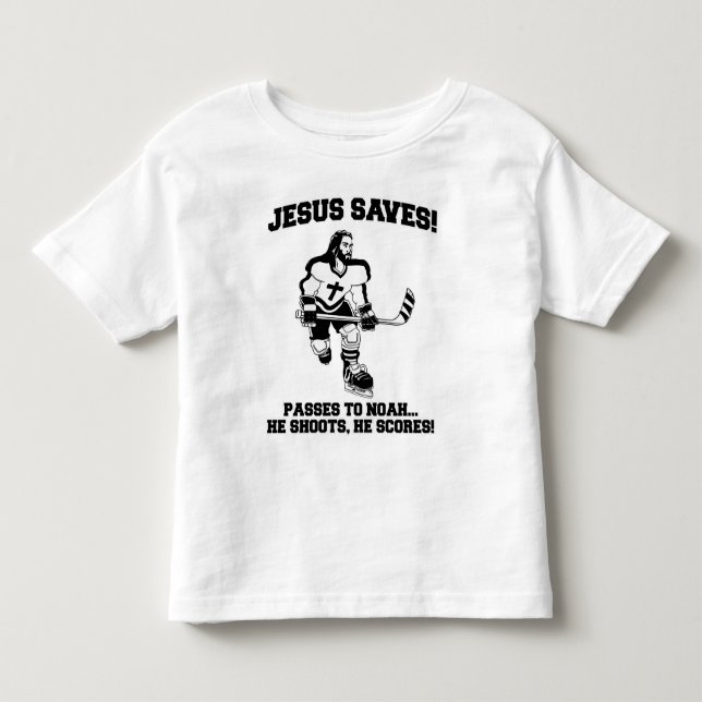 Jésus sauve le T-shirt drôle d'hockey (Devant)