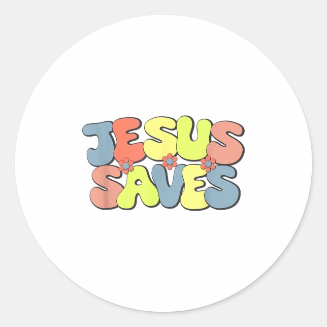 Jesus Saves - Hipe Flower Child Style  Runder Aufkleber (Vorderseite)