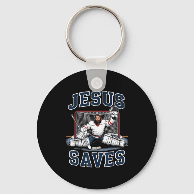 Jesus Saves Hockey Player Team God Hockey Lovers H Schlüsselanhänger (Vorderseite)