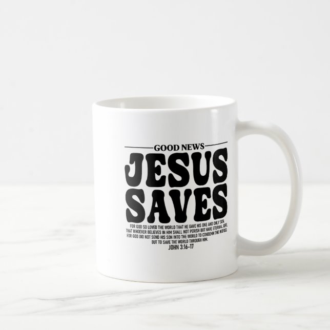 Jesus Saves Onback Subtle Christian Minimal Religi Kaffeetasse (Rechts)