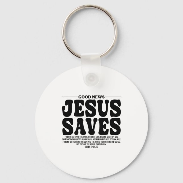 Jesus Saves Onback Subtle Christian Minimal Religi Schlüsselanhänger (Vorderseite)