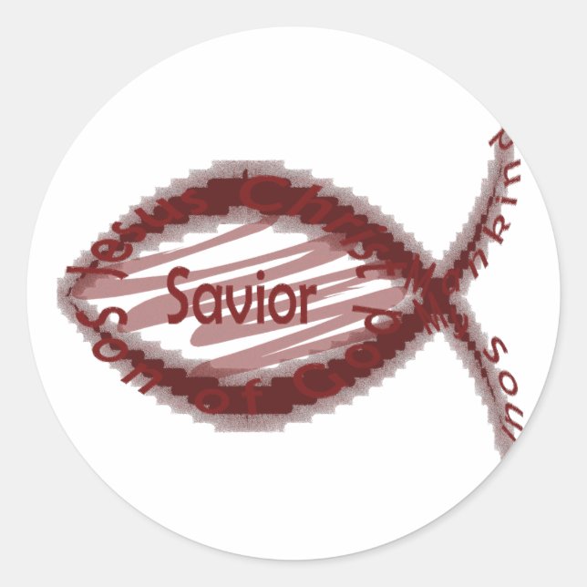 Jesus Savior Fish Symbol Runder Aufkleber (Vorderseite)