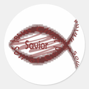 Jesus Savior Fish Symbol Runder Aufkleber