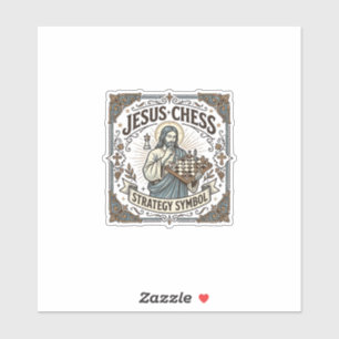 Jesus Schach Strategie Symbol Jesus Schach Strateg Aufkleber
