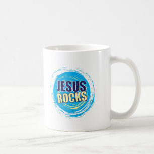 Jesus schaukelt 7 blau u. gelb kaffeetasse