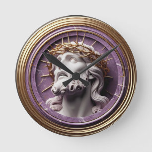 Jesus schaut in den Himmel mit Dornen Runde Wanduhr