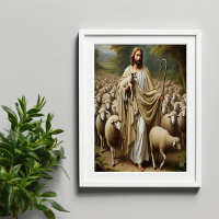 Jesus scheffend Lämmer in der Stille