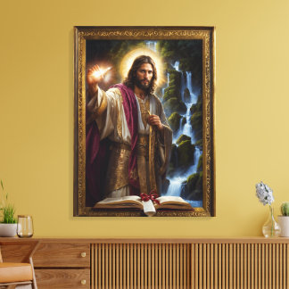 Jesus schrieb im Buch des Lebens Leinwanddruck