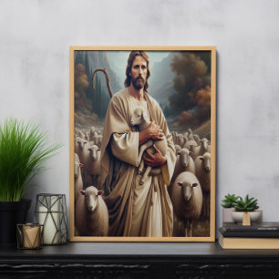 Jesus schützt sein geliebtes Schaf Poster
