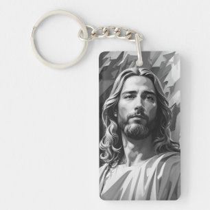 Jesus Schwarz-Weiß-Schlüsselanhänger Schlüsselanhänger