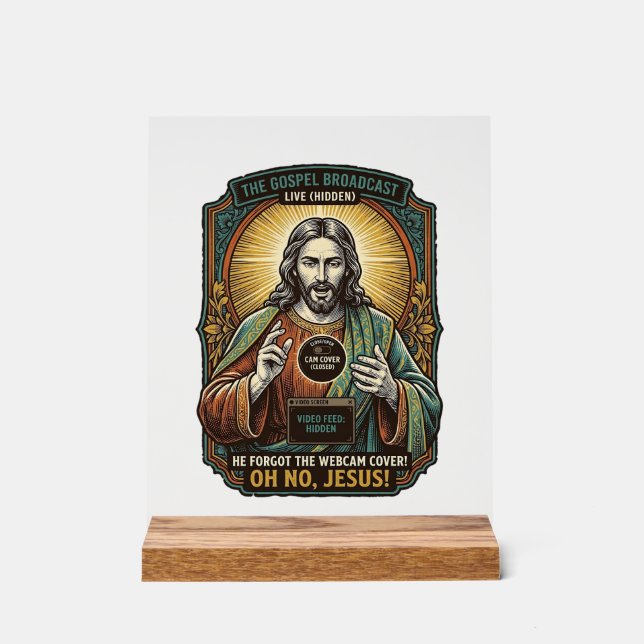Jesus Schwarzer Bildschirm Vergessene Webcam-Abdec Acrylschild (Vorderseite)