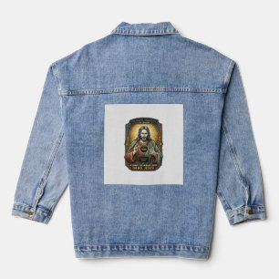 Jesus Schwarzer Bildschirm Vergessene Webcam-Abdec Jeansjacke