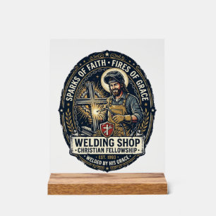 Jesus Schweißer Metallwerkstatt T-Shirt Inspiriere Acrylschild