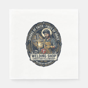 Jesus Schweißer Metallwerkstatt T-Shirt Inspiriere Serviette