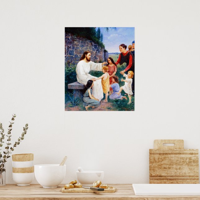 Jesus segesses the Children Elin Danielson-Gambogi Poster (Küche)