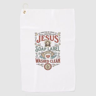 Jesus Seifen Etikett Gewaschen Sauber Jesus Seife Golfhandtuch