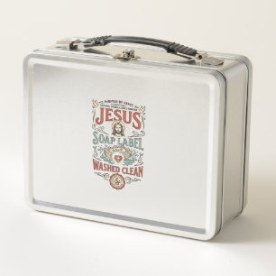 Jesus Seifen Etikett Gewaschen Sauber Jesus Seife Metall Brotdose