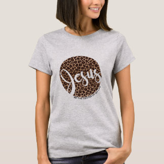 Jesus sein Zentrum Leopard Print T-Shirt
