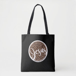 Jesus sein Zentrum Leopard Print Tasche