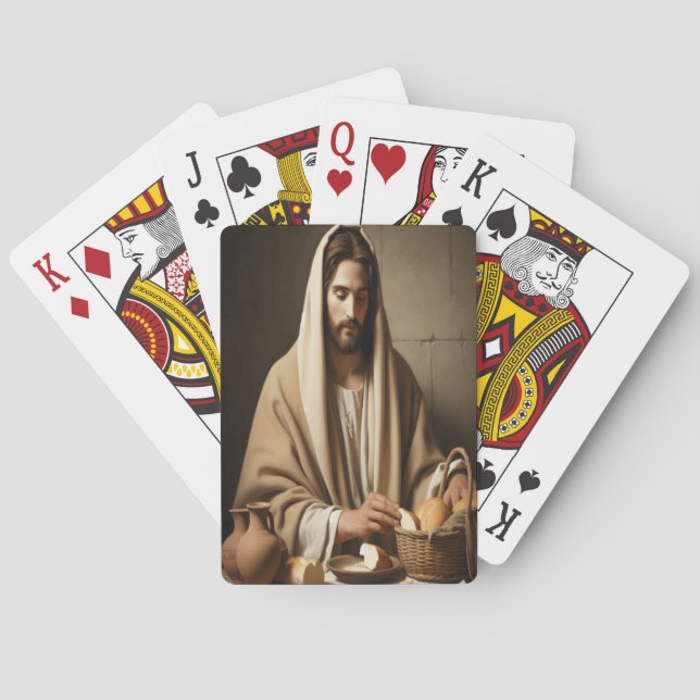 Jesus Sharing Brot in Heiliger Einheit Spielkarten (Rückseite)