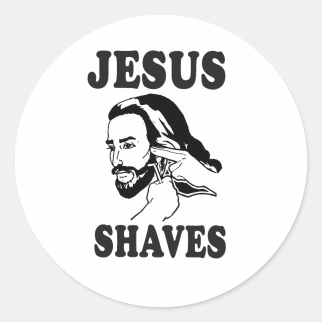 JESUS SHAVES RUNDER AUFKLEBER (Vorderseite)