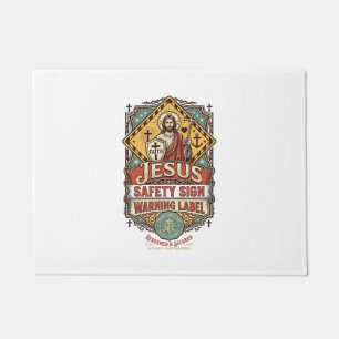 Jesus-Sicherheitsschild Warnschild Jesus-Sicherhei Fußmatte