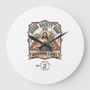 Jesus-Sicherheitsschild Warnschild Jesus-Sicherhei Große Wanduhr