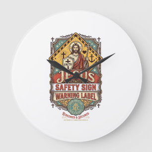 Jesus-Sicherheitsschild Warnschild Jesus-Sicherhei Große Wanduhr