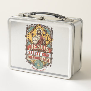 Jesus-Sicherheitsschild Warnschild Jesus-Sicherhei Metall Brotdose