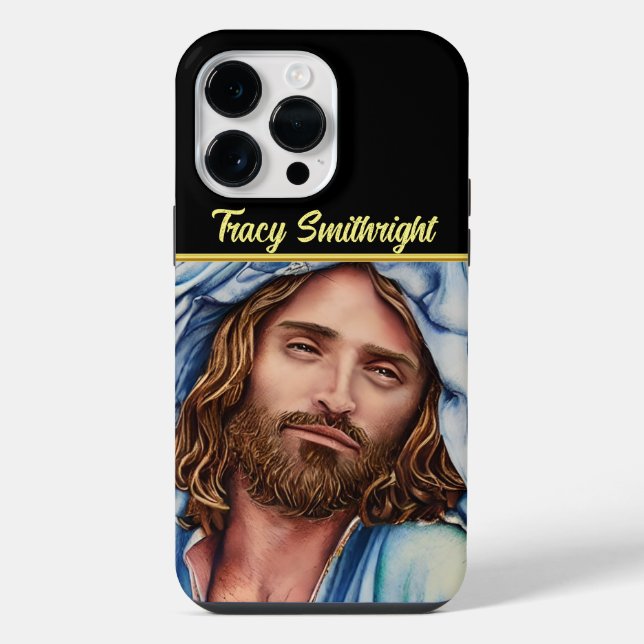 Jesus sieht dich an iPhone 14 pro max  hülle (Rückseite)